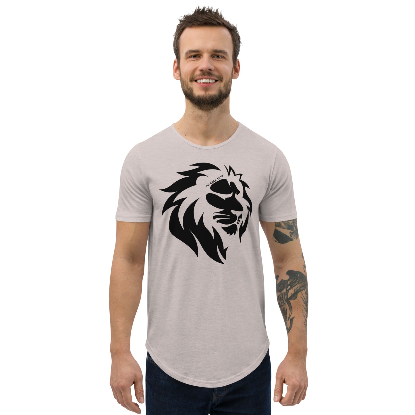 White Light Lion Men's Curved Hem T-Shirt