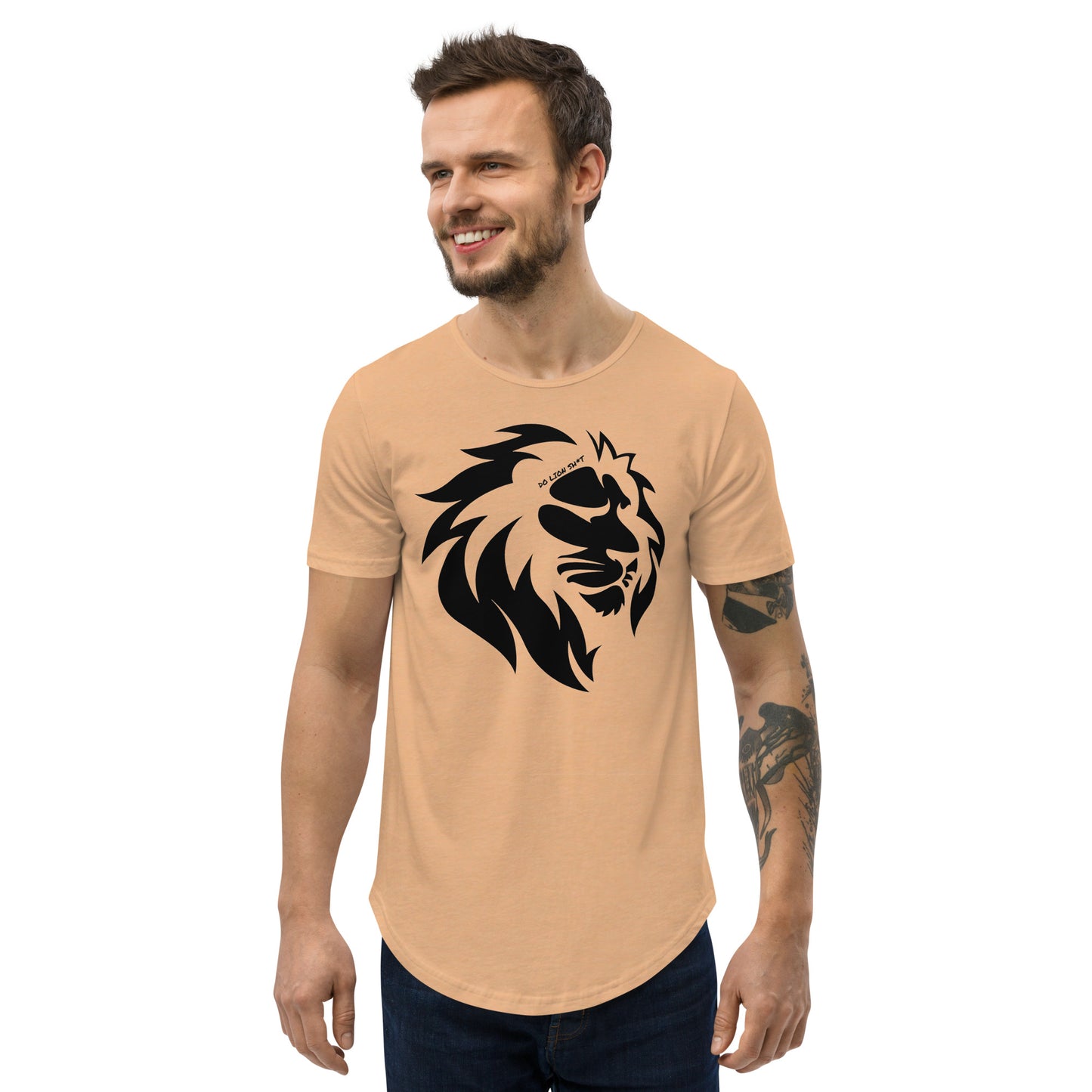 White Light Lion Men's Curved Hem T-Shirt
