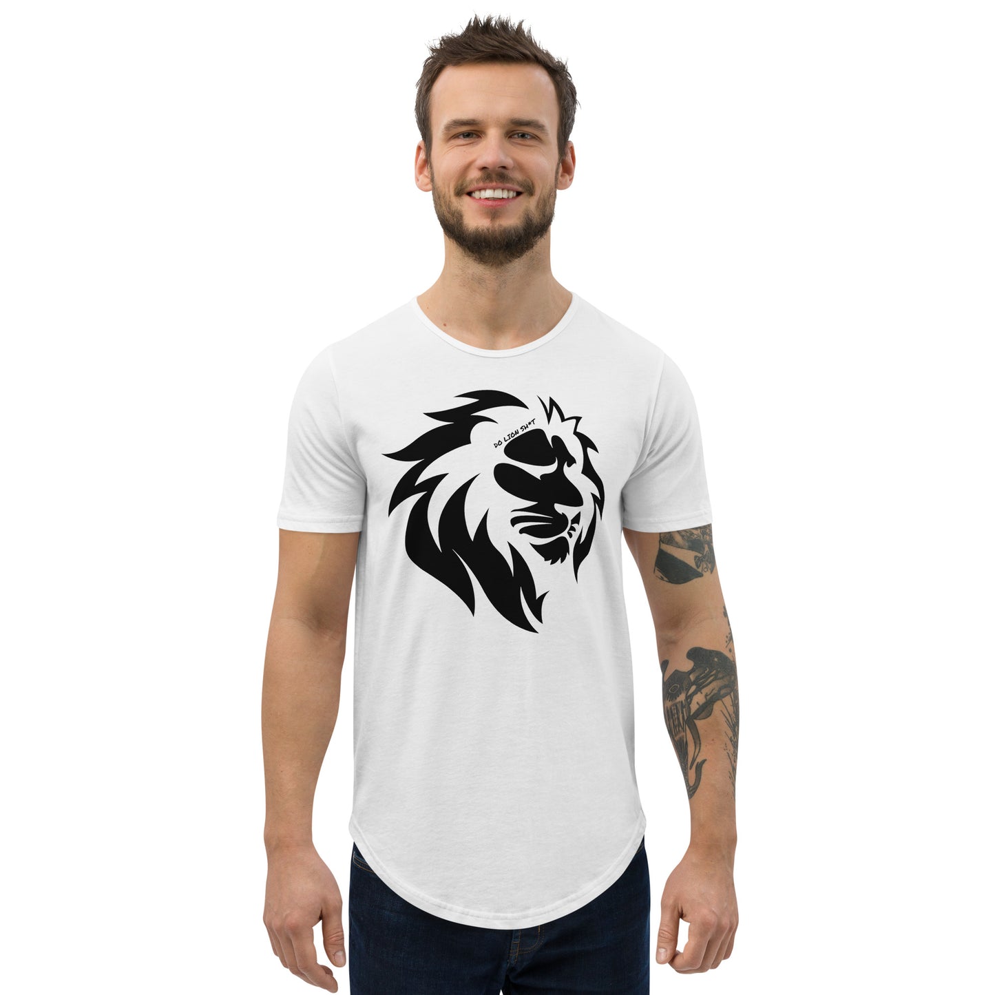White Light Lion Men's Curved Hem T-Shirt