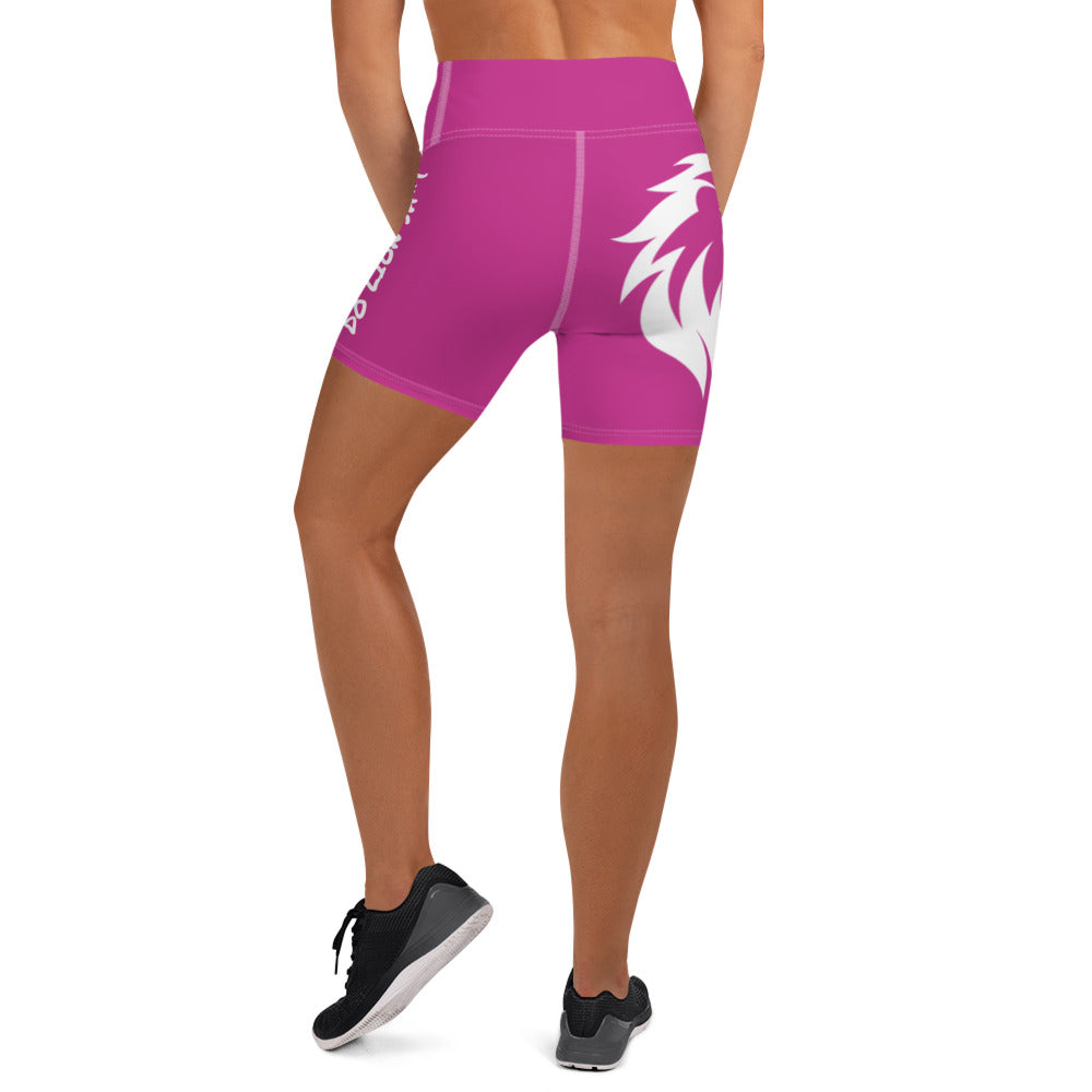 Women's Lion Yoga Shorts Pink/White