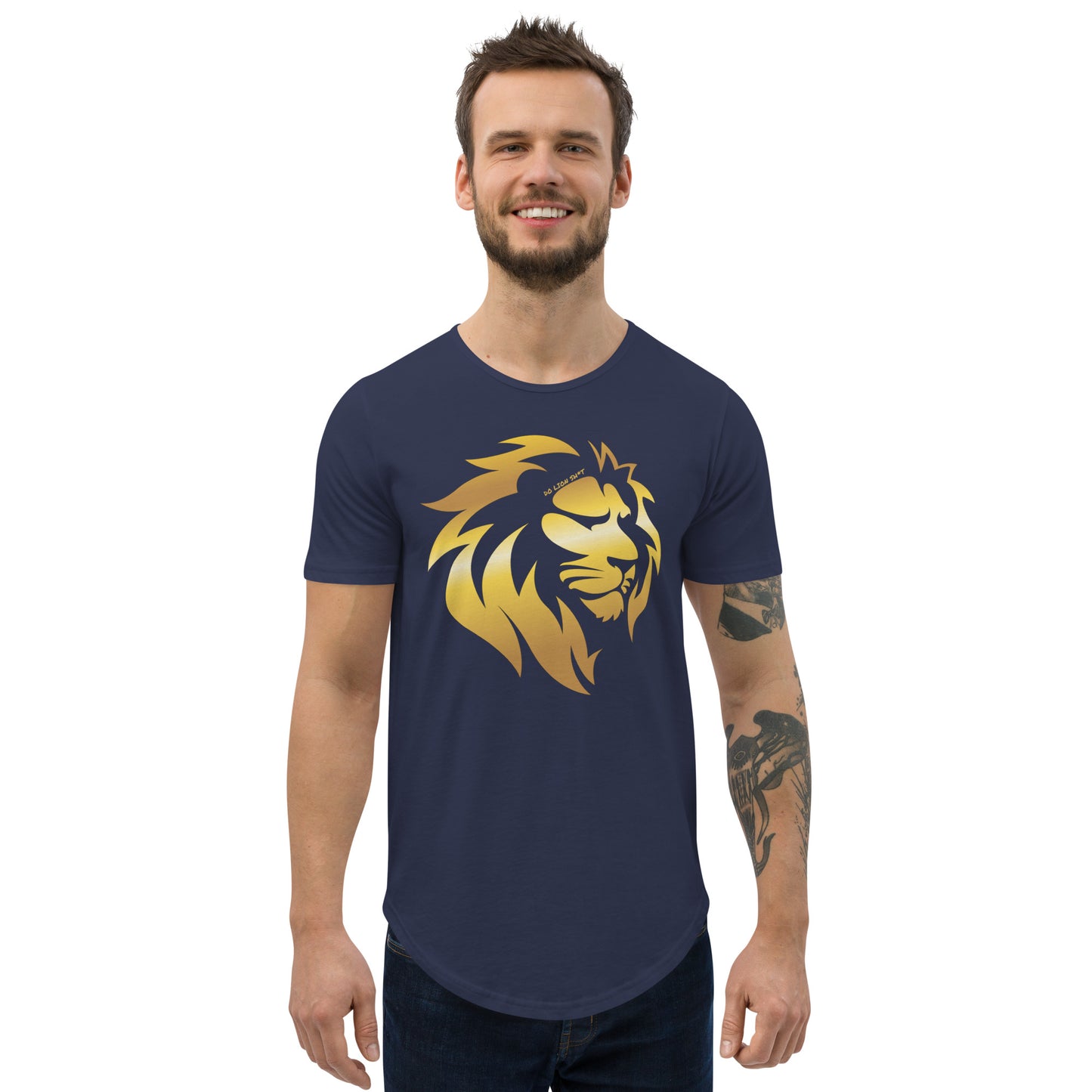 Men's Gold Lion Curved Hem T-Shirt