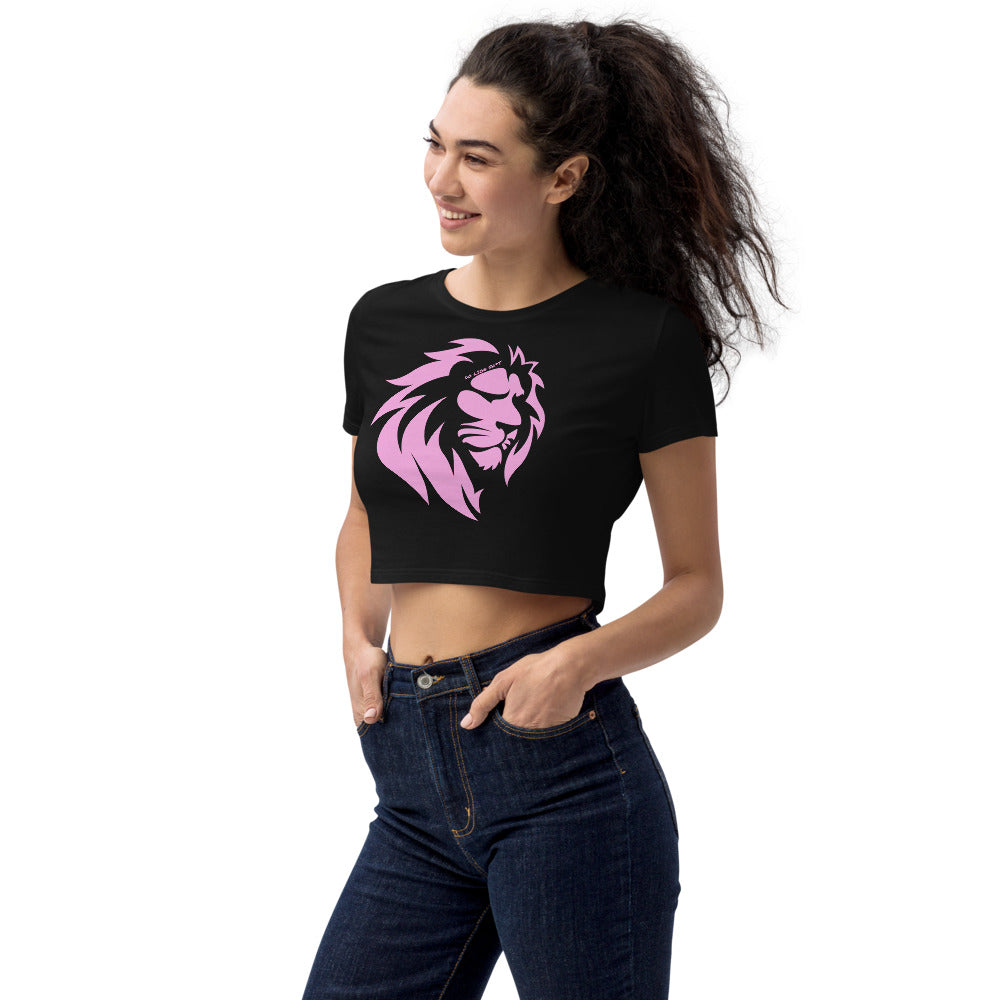 Pink Lion in Black or White Crop Top
