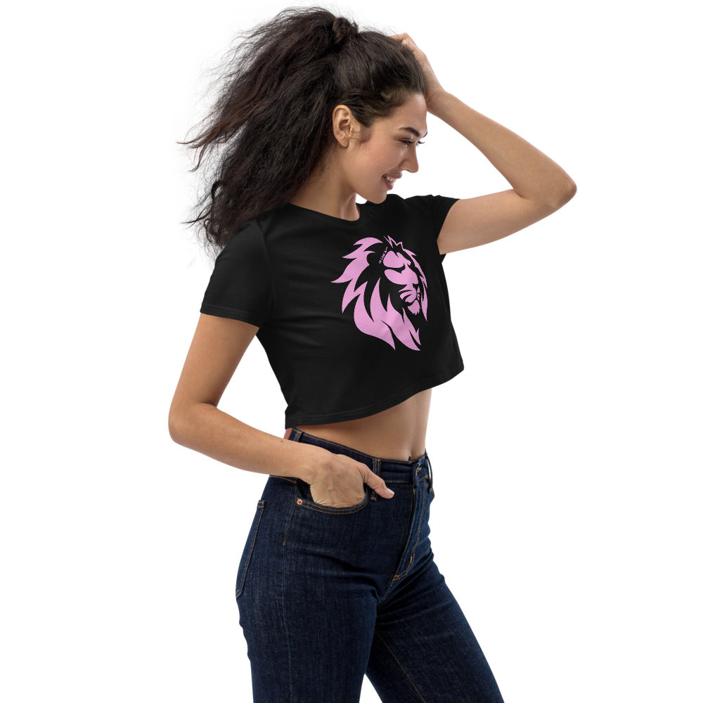 Pink Lion in Black or White Crop Top