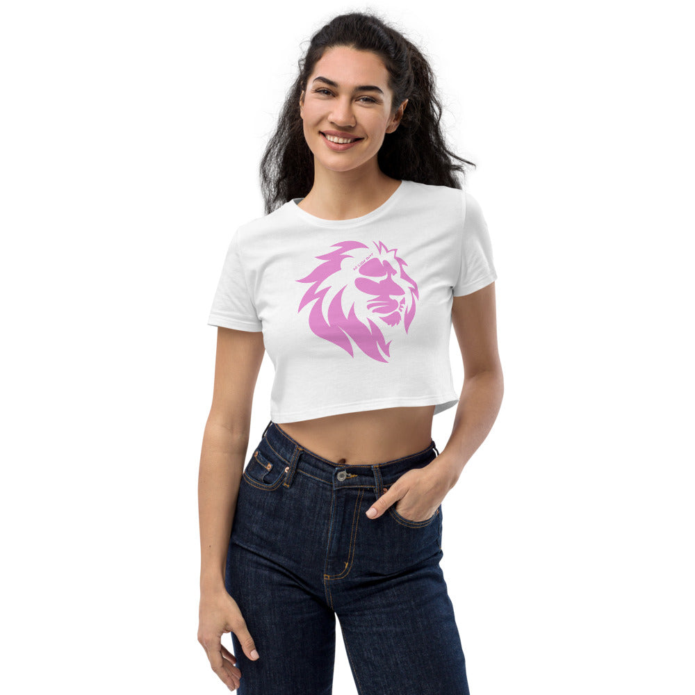 Pink Lion in Black or White Crop Top