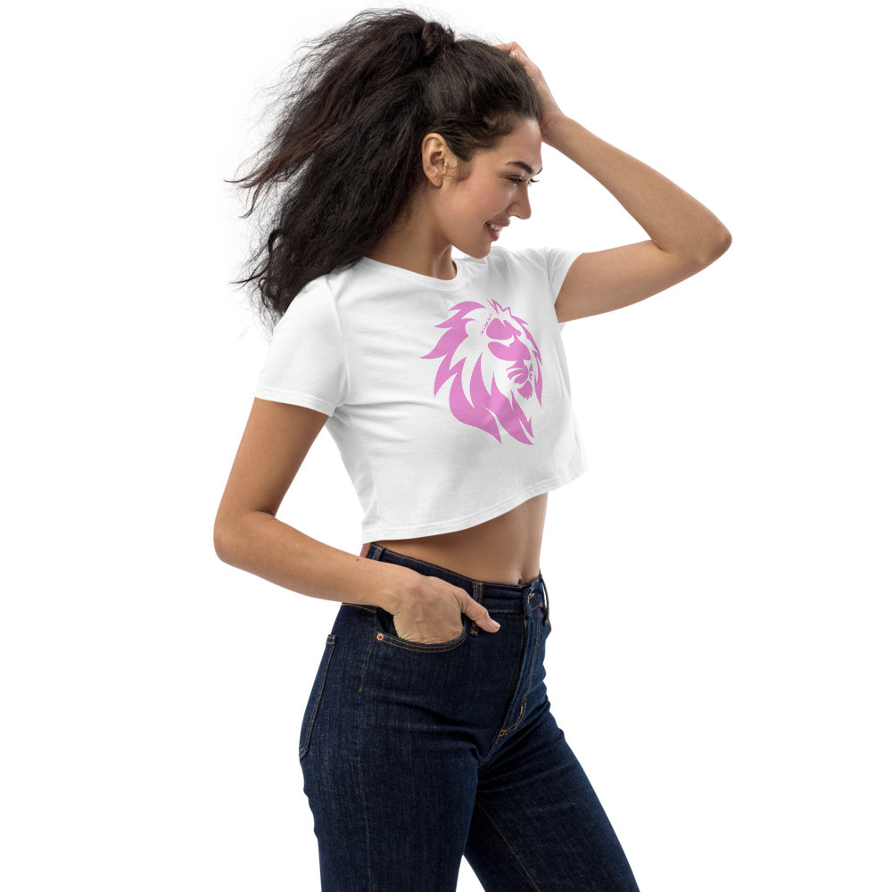 Pink Lion in Black or White Crop Top