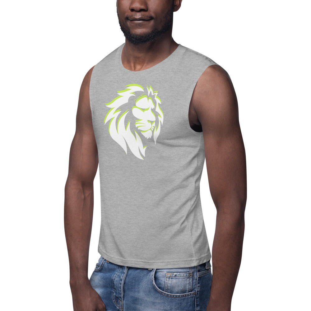 White/Lime Lion Muscle Shirt
