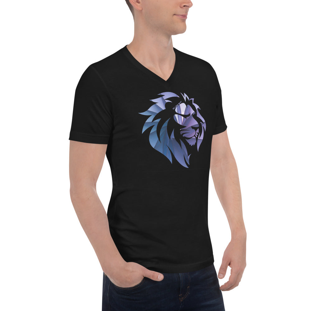 Purple Wave Lion V-Neck T-Shirt